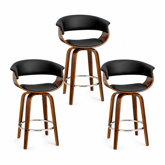 Artiss Bar Stools Set of 3 Kitchen Wooden Bar Stool Dining Chair 65cm