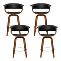 Artiss 4x Bar Stools Swivel PU Seat Wooden Legs