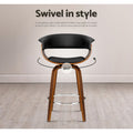 Artiss 4x Bar Stools Swivel PU Seat Wooden Legs