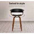 Artiss 4x Bar Stools Swivel PU Seat Wooden Legs
