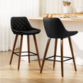 Artiss 2x Bar Stools PU Seat Wooden Legs Kitchen