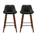 Artiss 2x Bar Stools PU Seat Wooden Legs Kitchen