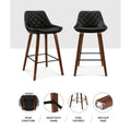 Artiss 2x Bar Stools PU Seat Wooden Legs Kitchen