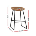 Artiss 2x Bar Stools PU Leather Metal Brown Counter Kitchen Dining