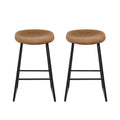 Artiss 2x Bar Stools PU Leather Metal Brown Counter Kitchen Dining