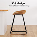 Artiss 2x Bar Stools PU Leather Metal Brown Counter Kitchen Dining