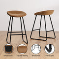 Artiss 2x Bar Stools PU Leather Metal Brown Counter Kitchen Dining