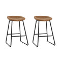 Artiss 2x Bar Stools PU Leather Metal Brown Counter Kitchen Dining