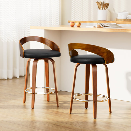 Artiss Bar Stools 2x Swivel Seat Curved Backrest