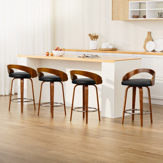 Artiss Bar Stools Set 4 Swivel Curving Backrest