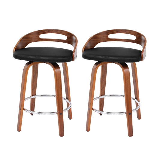 Artiss Bar Stools Swivel Dining Chairs Low Back Counter PU 2pc