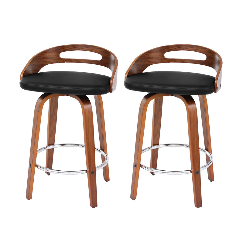 Artiss Bar Stools Swivel Dining Chairs Low Back Counter PU 2pc