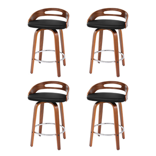 Artiss 4x Bar Stools Swivel Dining Chairs Low Back Counter Seat PU