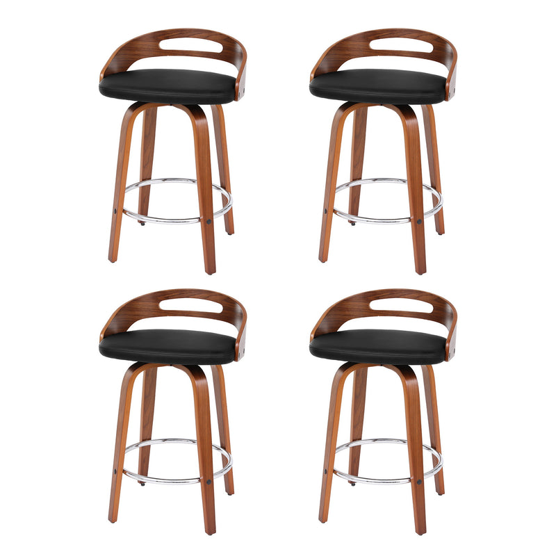 Artiss 4x Bar Stools Swivel Dining Chairs Low Back Counter Seat PU