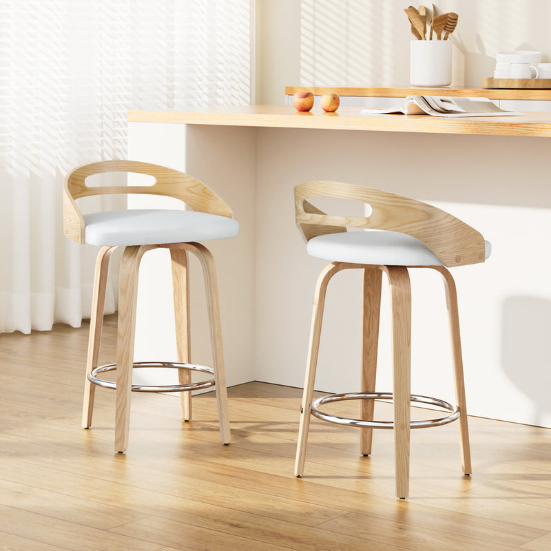 Artiss 2x Bar Stools Swivel Counter Height PU Cushion Dining Chairs