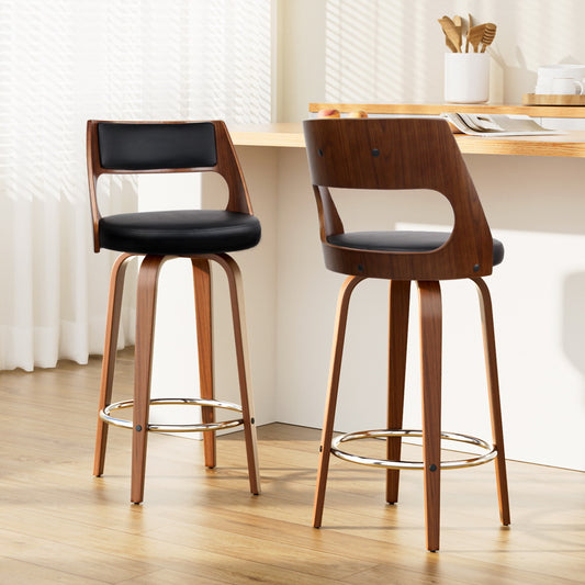 Artiss 2x Bar Stools 76cm Swivel Leather Kitchen Chair