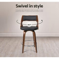 Artiss 2x Bar Stools 76cm Swivel Leather Kitchen Chair