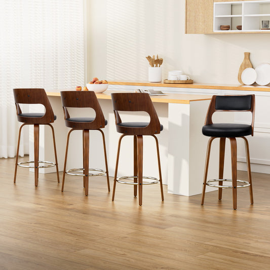 Artiss 4x Bar Stools Swivel Leather 76cm