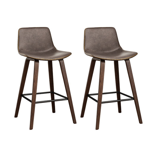 Artiss Bar Stools x2 Leather Wooden Kitchen Counter Chairs