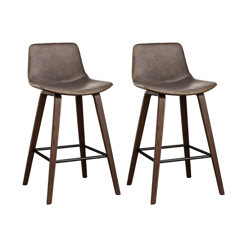 Artiss Bar Stools x2 Leather Wooden Kitchen Counter Chairs