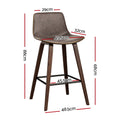 Artiss Bar Stools x2 Leather Wooden Kitchen Counter Chairs