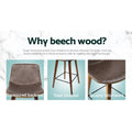 Artiss Bar Stools x2 Leather Wooden Kitchen Counter Chairs