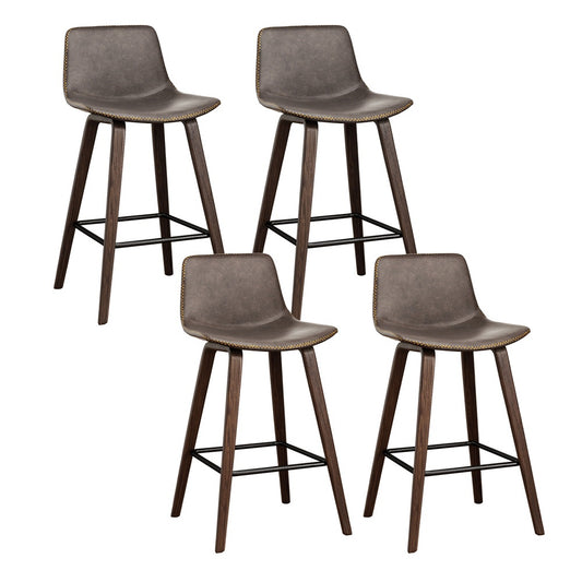 Artiss 4x Vintage Leather Bar Stools Wooden Legs