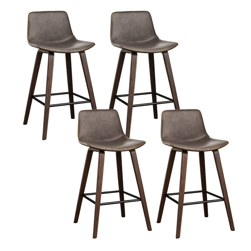 Artiss 4x Vintage Leather Bar Stools Wooden Legs