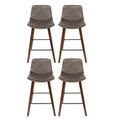 Artiss 4x Vintage Leather Bar Stools Wooden Legs