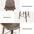 Artiss 4x Vintage Leather Bar Stools Wooden Legs