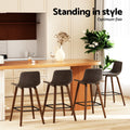 Artiss 4x Vintage Leather Bar Stools Wooden Legs