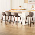 Artiss 4x Vintage Leather Bar Stools Wooden Legs