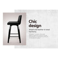 Artiss Bar Stools x2 Leather Swivel Wooden Kitchen Barstools