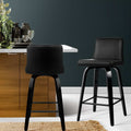 Artiss Bar Stools x2 Leather Swivel Wooden Kitchen Barstools
