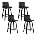 Artiss Bar Stools x4 Swivel Leather Kitchen Wooden Chairs