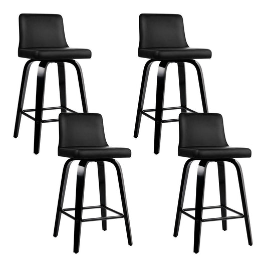 Artiss Bar Stools x4 Swivel Leather Kitchen Wooden Chairs