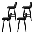 Artiss Bar Stools x4 Swivel Leather Kitchen Wooden Chairs