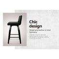 Artiss Bar Stools x4 Swivel Leather Kitchen Wooden Chairs
