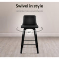 Artiss Bar Stools x4 Swivel Leather Kitchen Wooden Chairs