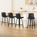 Artiss Bar Stools x4 Swivel Leather Kitchen Wooden Chairs