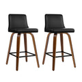 Artiss 2x Bar Stools Swivel Padded Wooden Leather Seat
