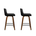 Artiss 2x Bar Stools Swivel Padded Wooden Leather Seat