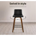 Artiss 2x Bar Stools Swivel Padded Wooden Leather Seat