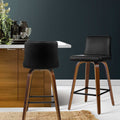 Artiss 2x Bar Stools Swivel Padded Wooden Leather Seat