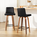 Artiss 2x Bar Stools Swivel Padded Wooden Leather Seat
