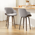 Artiss 2x Bar Stools Swivel Velvet Padded Wooden Legs