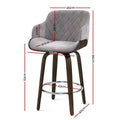 Artiss 2x Bar Stools Swivel Velvet Padded Wooden Legs