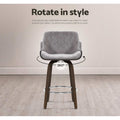 Artiss 2x Bar Stools Swivel Velvet Padded Wooden Legs