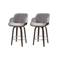 Artiss 2x Bar Stools Swivel Velvet Padded Wooden Legs