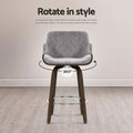 Artiss Bar Stools Set of 3 Kitchen Wooden Bar Stool Dining Chair Swivel Velvet